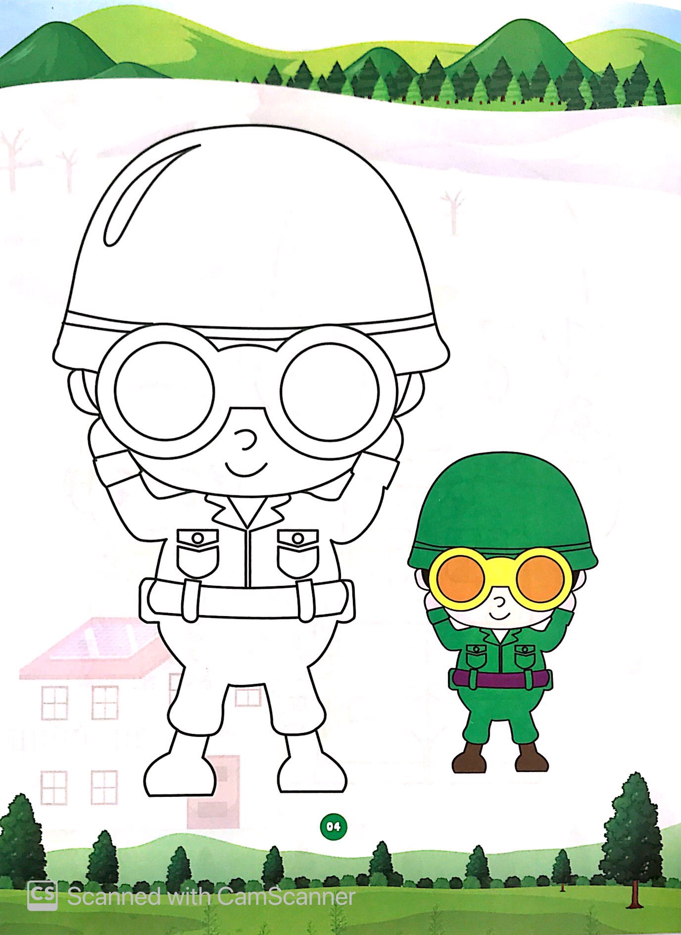 bé tô màu chú bộ đội