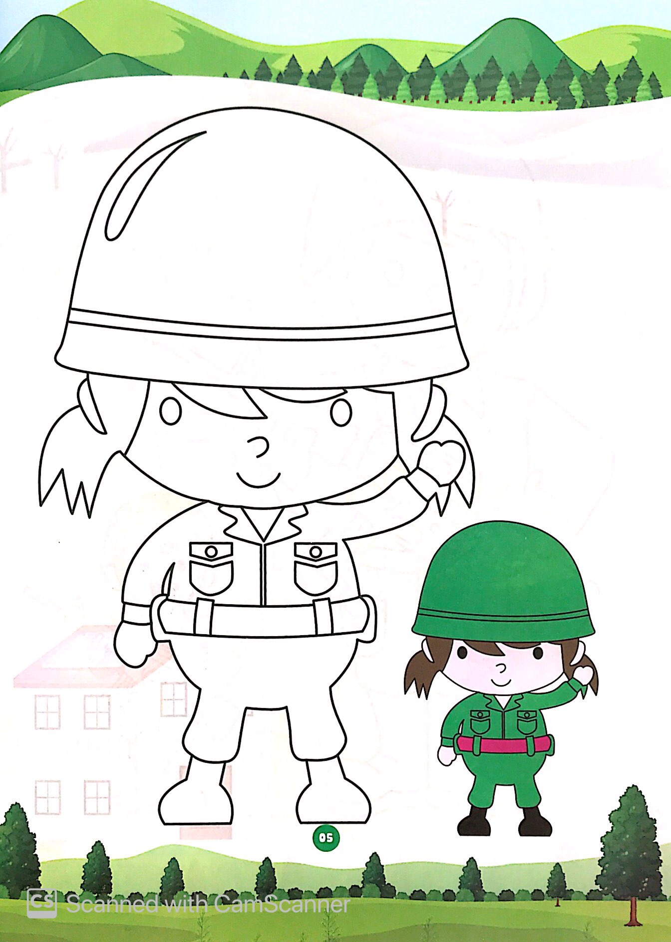 bé tô màu chú bộ đội