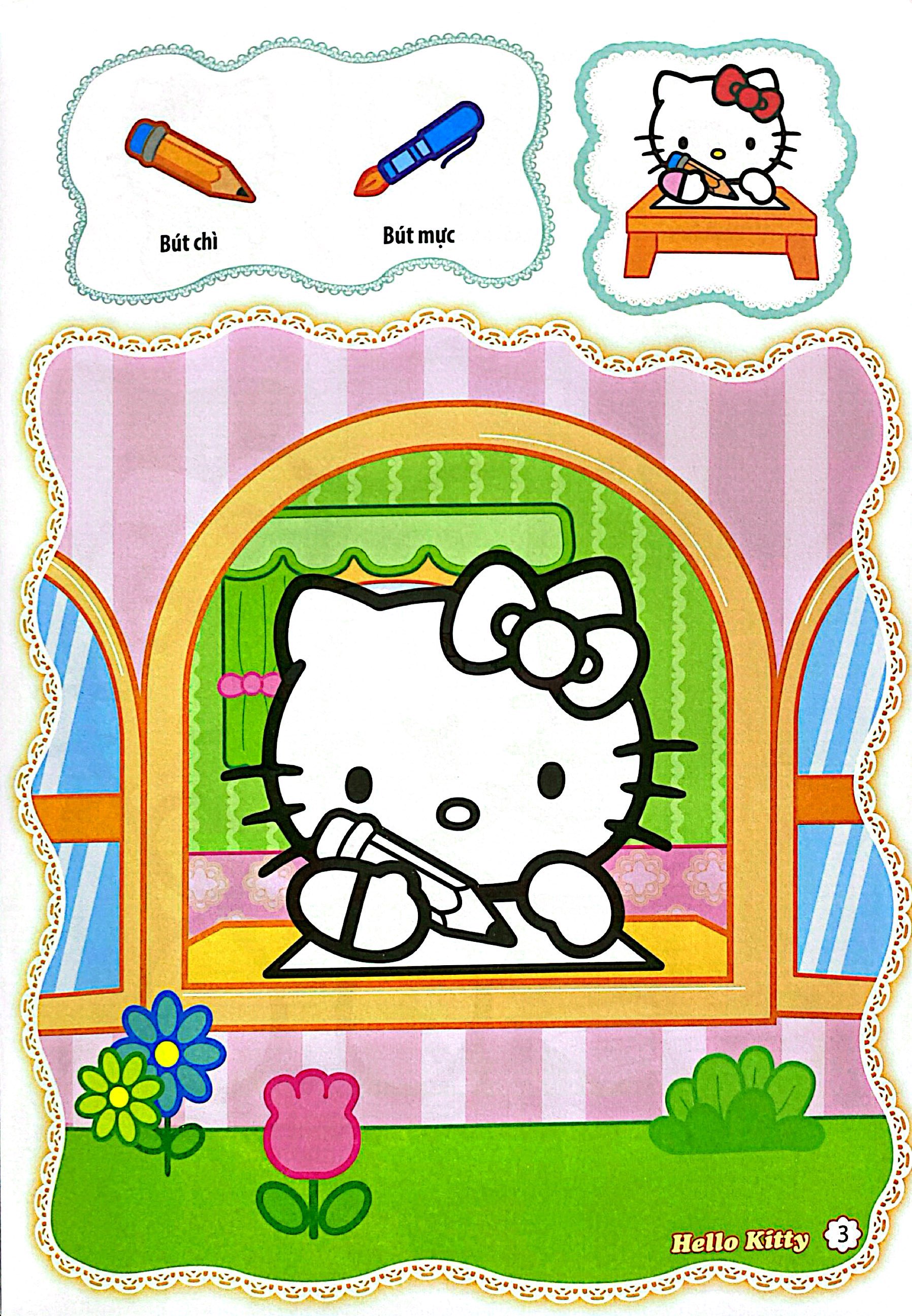 bé tô màu hello kitty - đồ dùng học tập