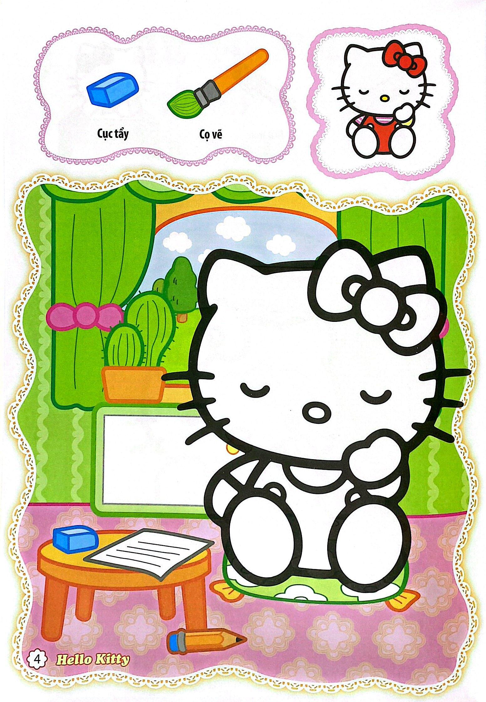 bé tô màu hello kitty - đồ dùng học tập