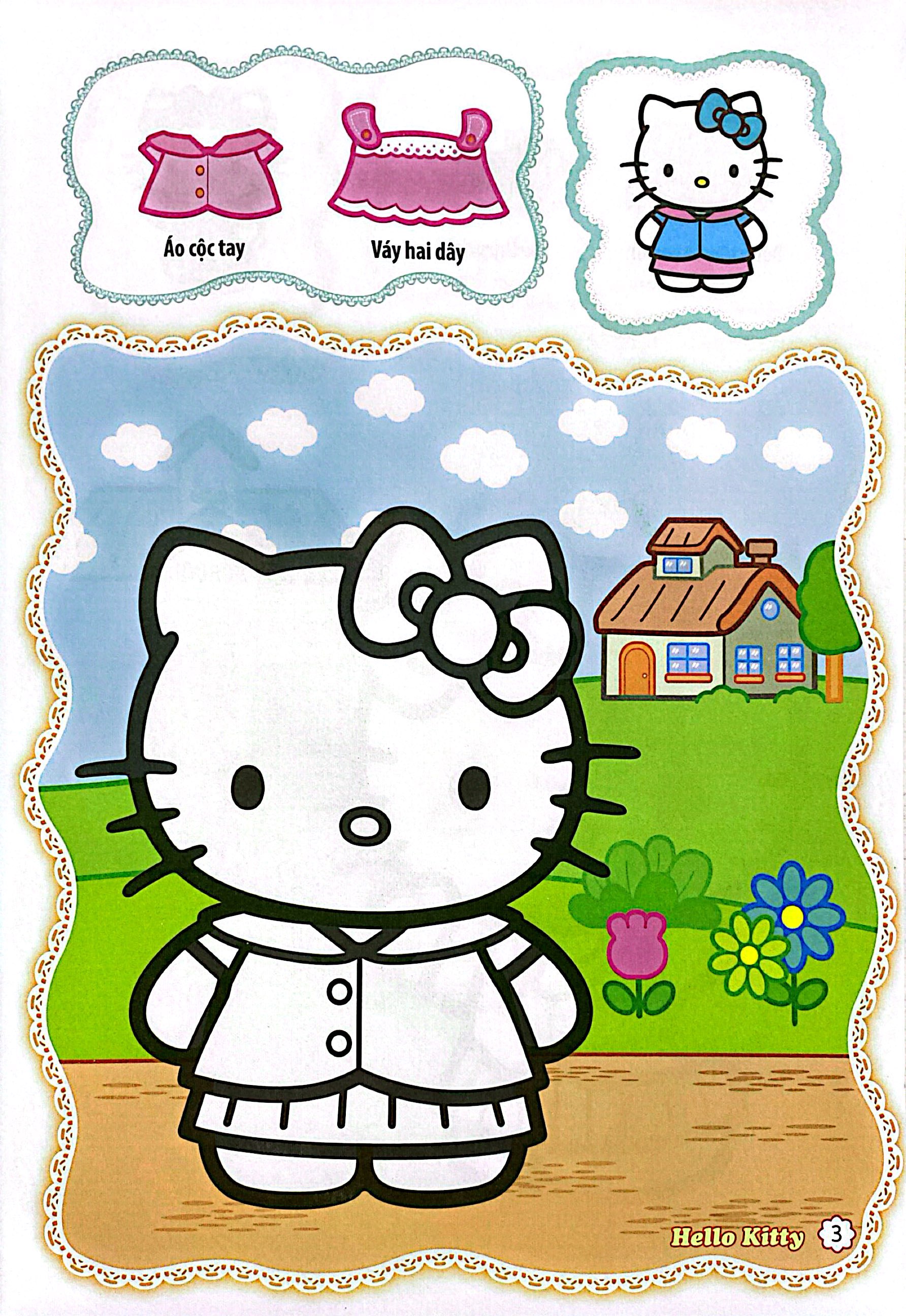 bé tô màu hello kitty - trang phục sành điệu