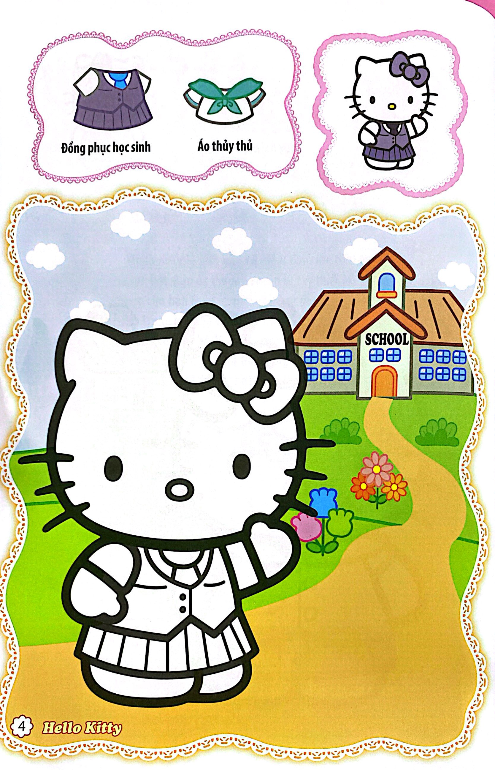 bé tô màu hello kitty - trang phục sành điệu