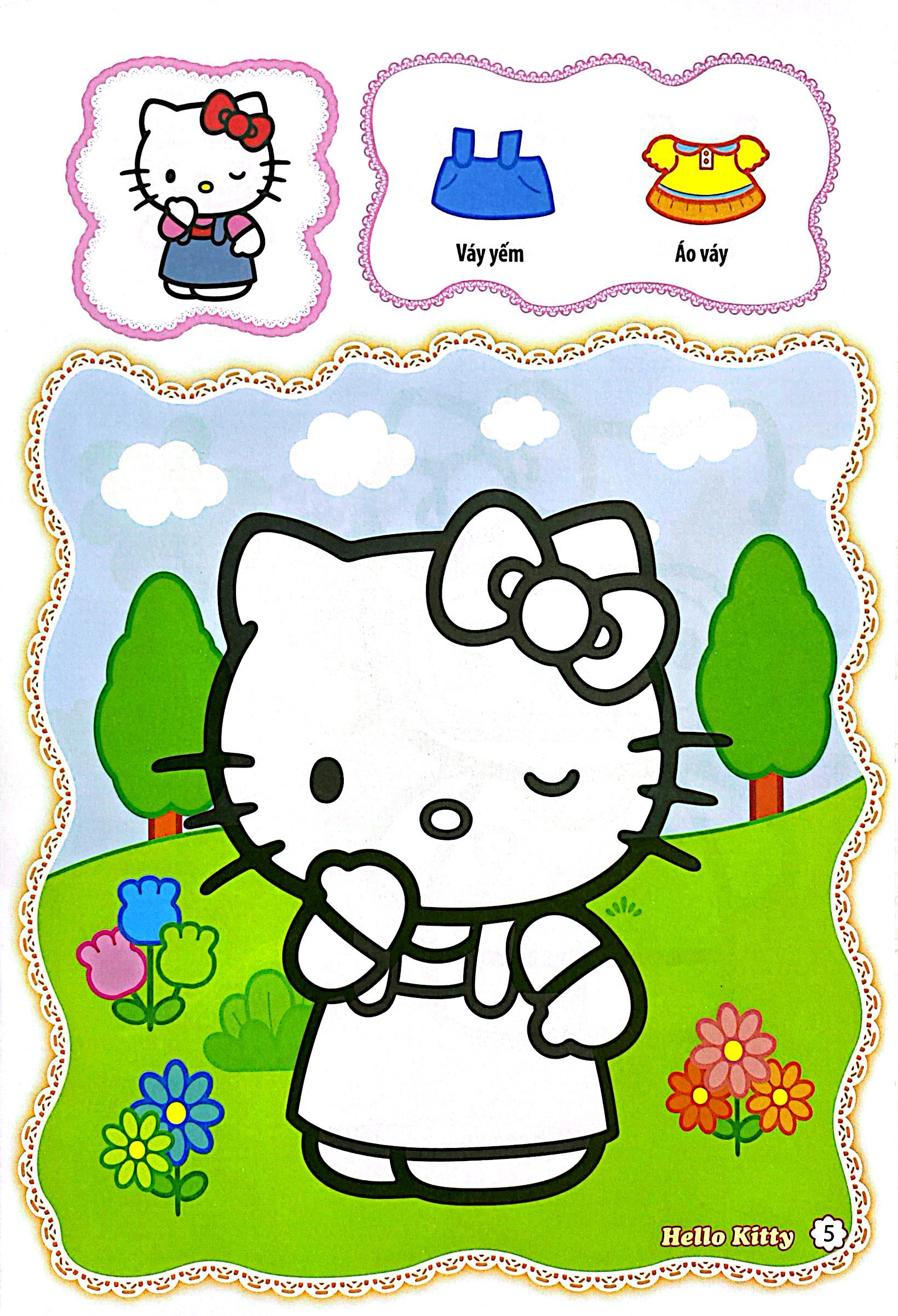 bé tô màu hello kitty - trang phục sành điệu