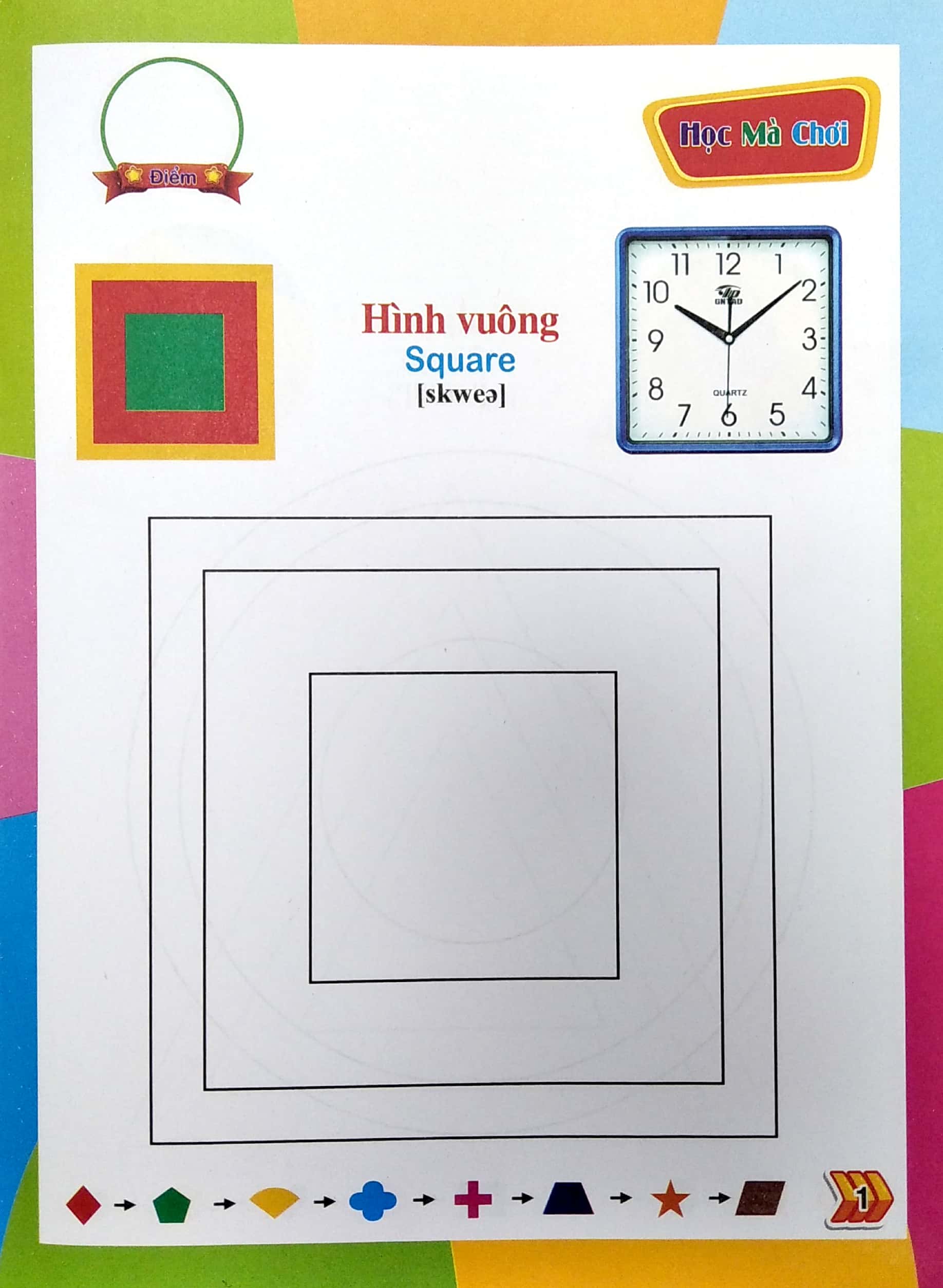 bé tô màu hình dạng và học tiếng anh​