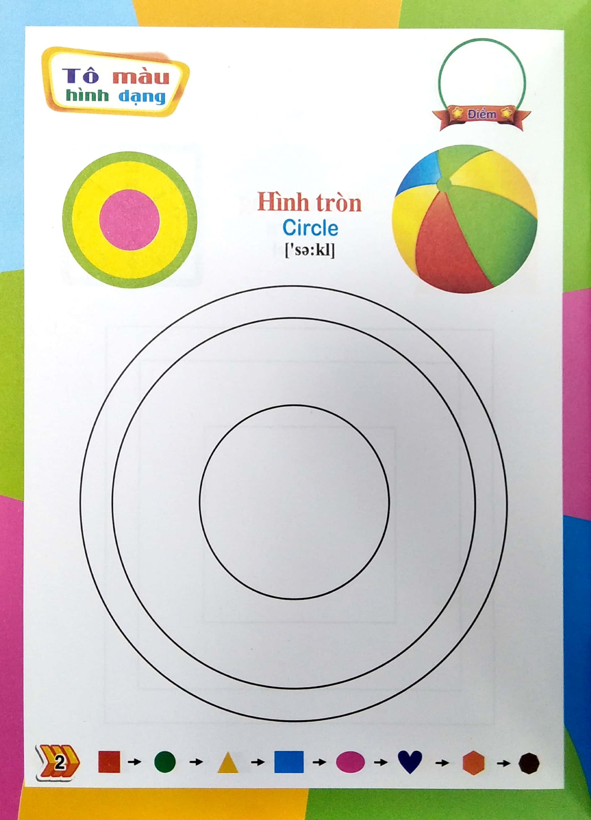 bé tô màu hình dạng và học tiếng anh​