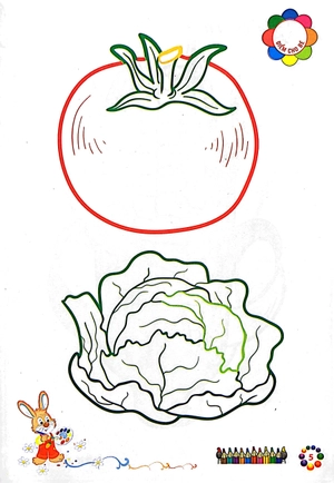 bé tô màu mẫu giáo - rau củ quả