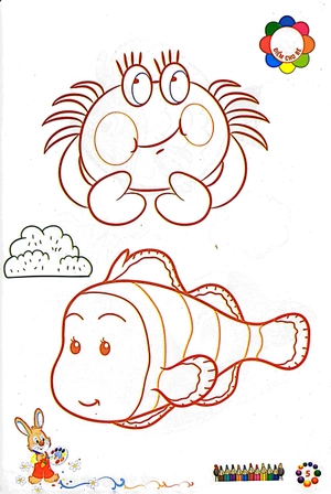 bé tô màu mẫu giáo - tôm cua cá