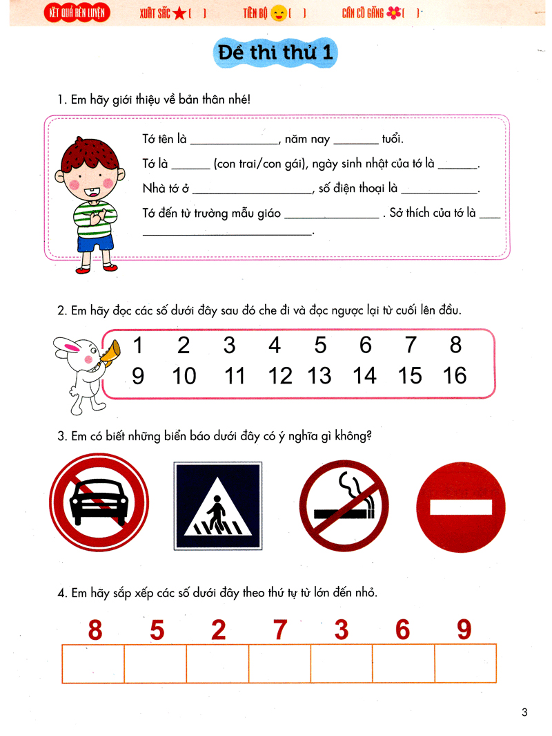 bé vào lớp 1 - đề thi thử vào lớp 1