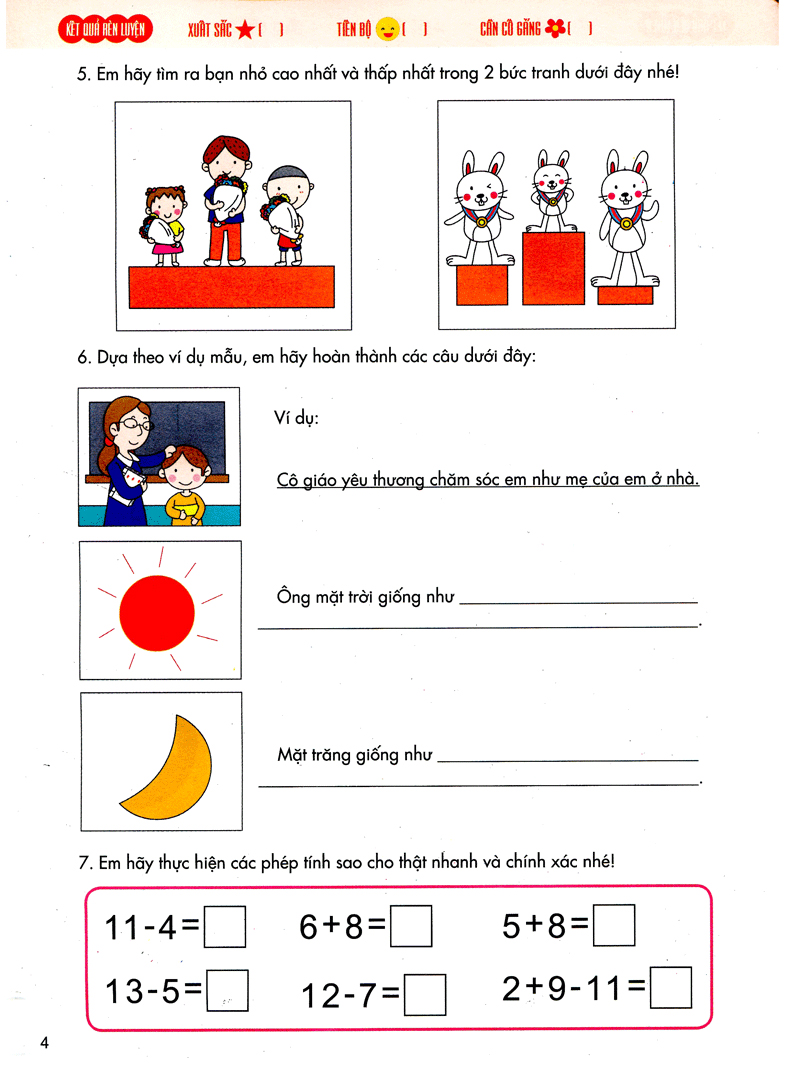 bé vào lớp 1 - đề thi thử vào lớp 1