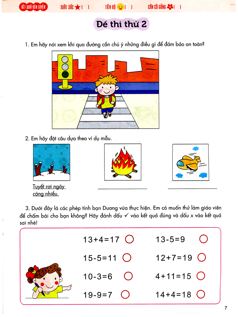 bé vào lớp 1 - đề thi thử vào lớp 1