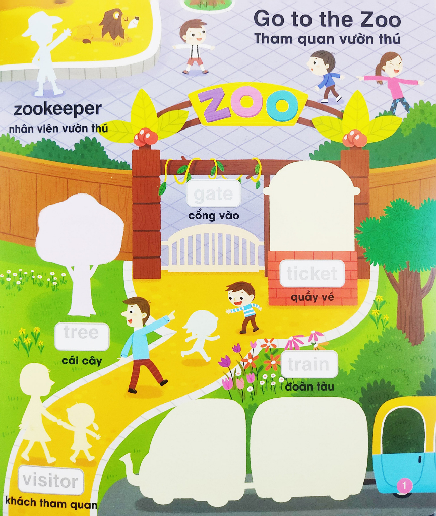 bé vui học tiếng anh cùng sticker - at the zoo - trong vườn thú