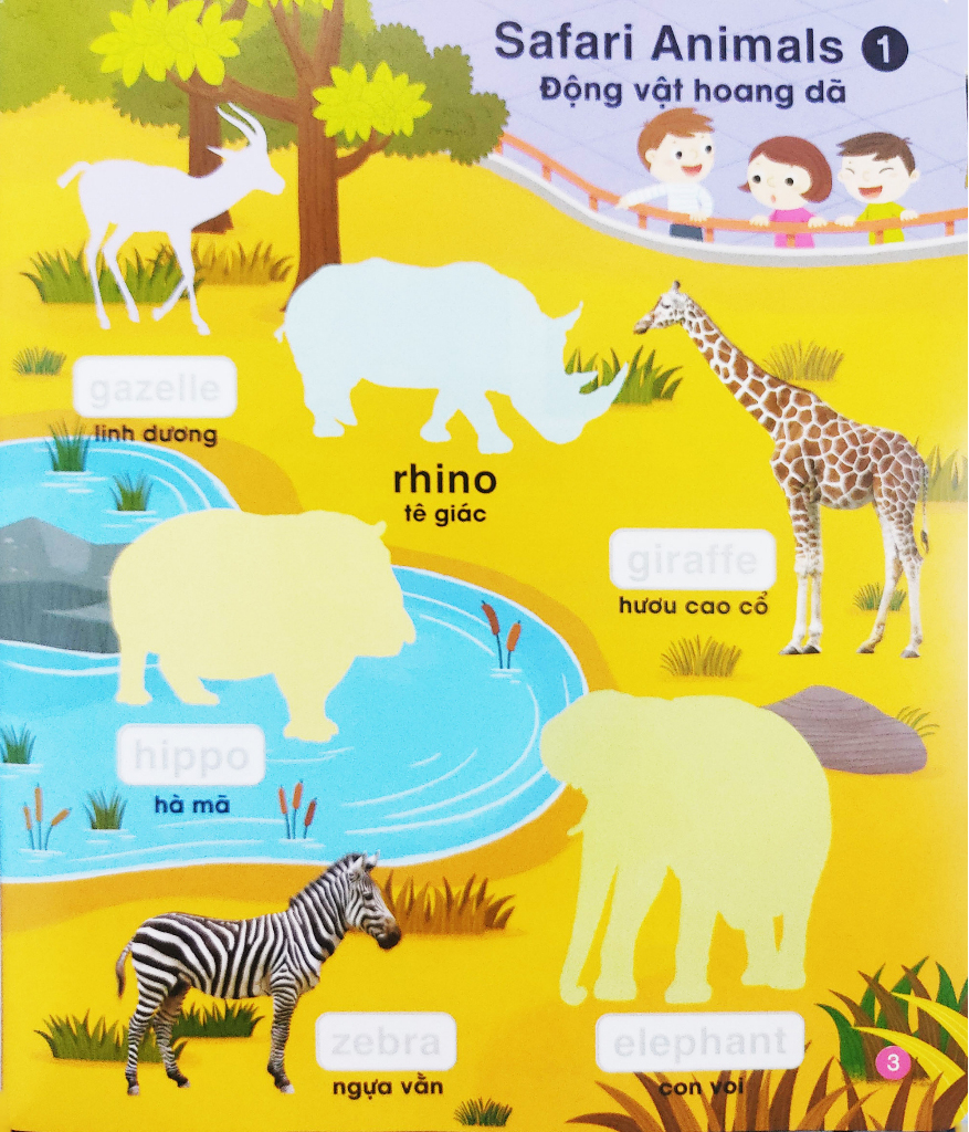 bé vui học tiếng anh cùng sticker - at the zoo - trong vườn thú