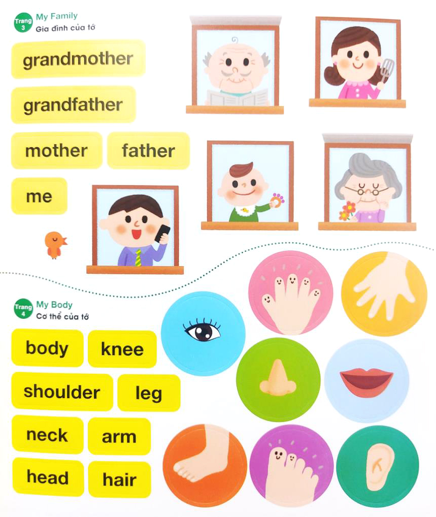 bé vui học tiếng anh cùng sticker - first words - những từ vựng đầu tiên