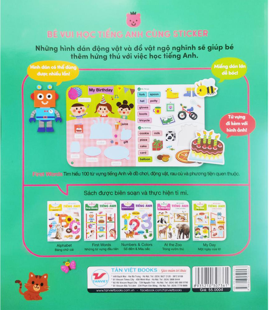 bé vui học tiếng anh cùng sticker - first words - những từ vựng đầu tiên