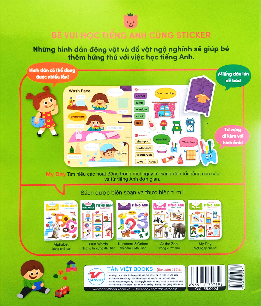 bé vui học tiếng anh cùng sticker - my day - một ngày của tớ