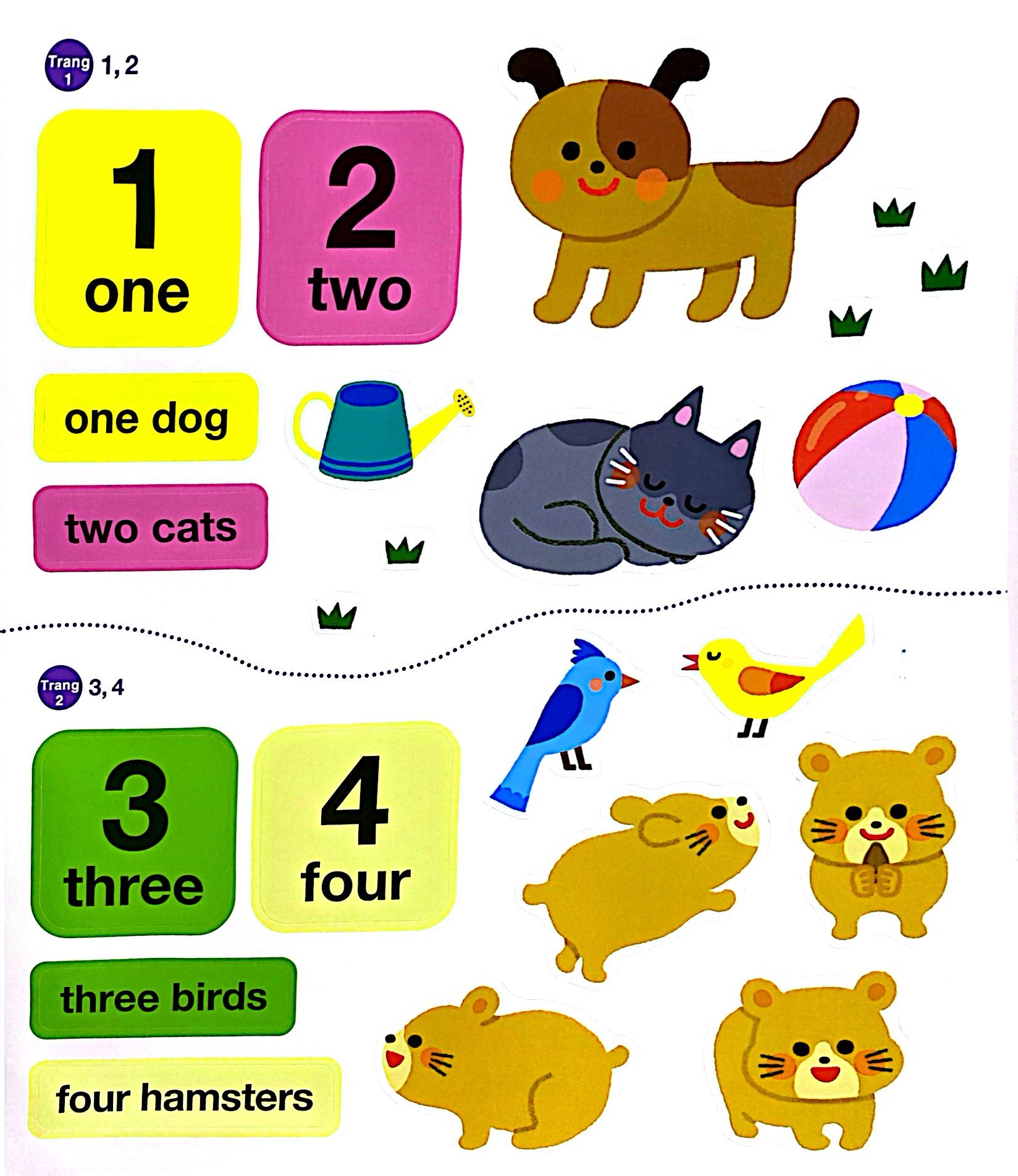 bé vui học tiếng anh cùng sticker - numbers and colors - số đếm và màu sắc