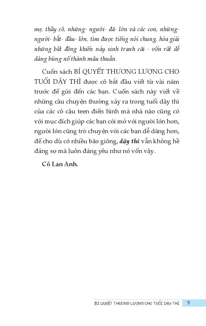 Bí Quyết Thương Lượng Cho Tuổi Dậy Thì