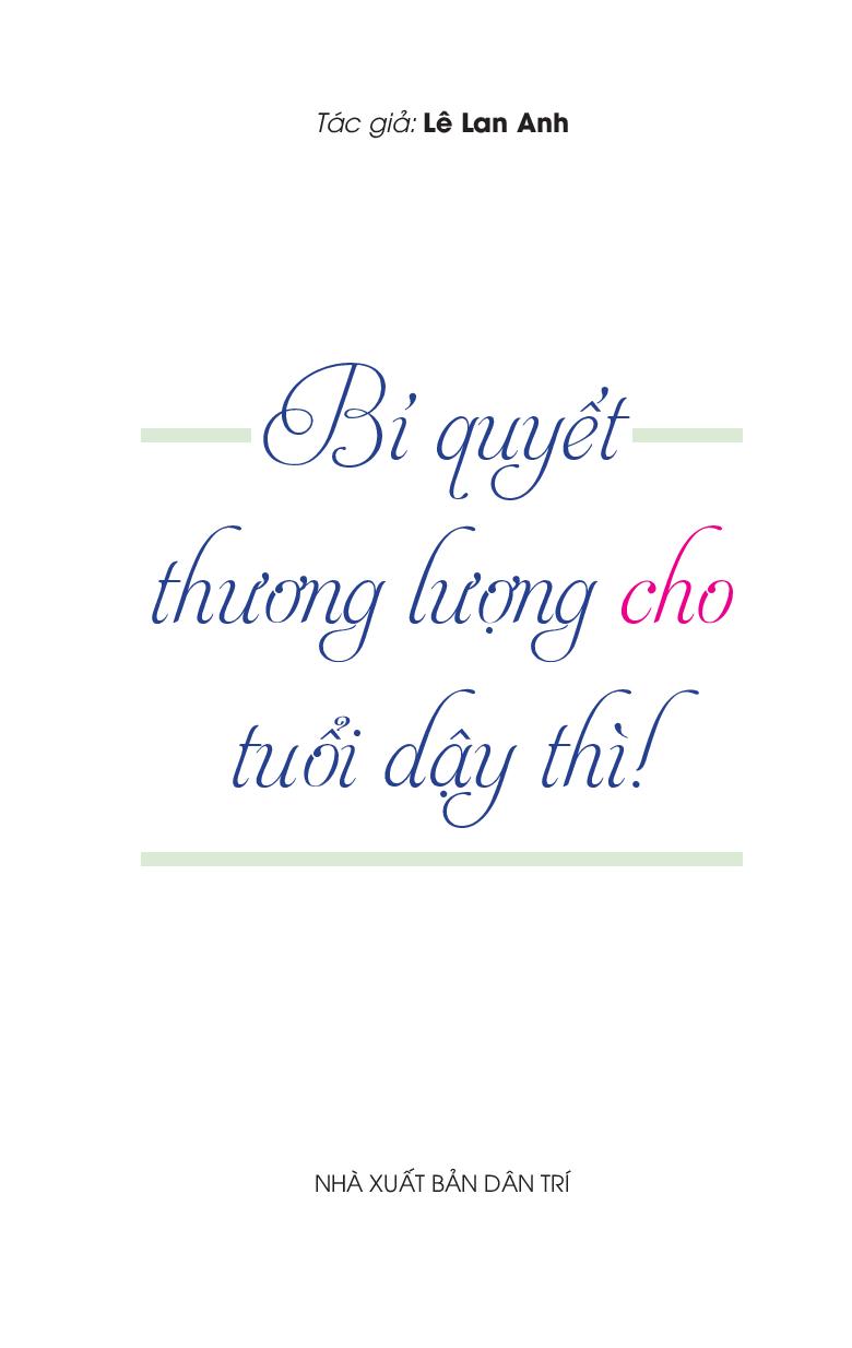 Bí Quyết Thương Lượng Cho Tuổi Dậy Thì