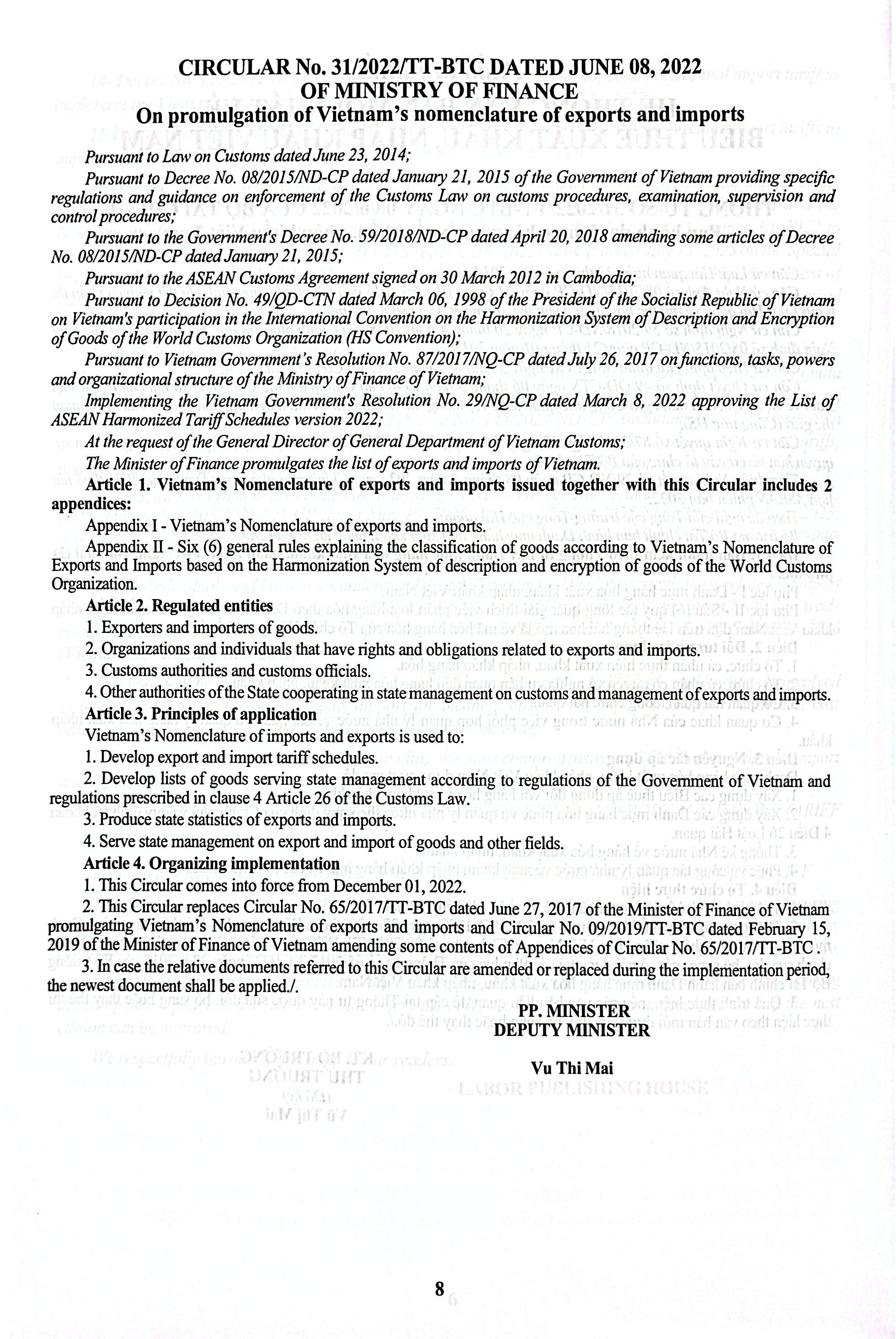 Biểu Thuế Xuất Khẩu - Nhập Khẩu Năm 2026 (Song Ngữ Anh - Việt)
