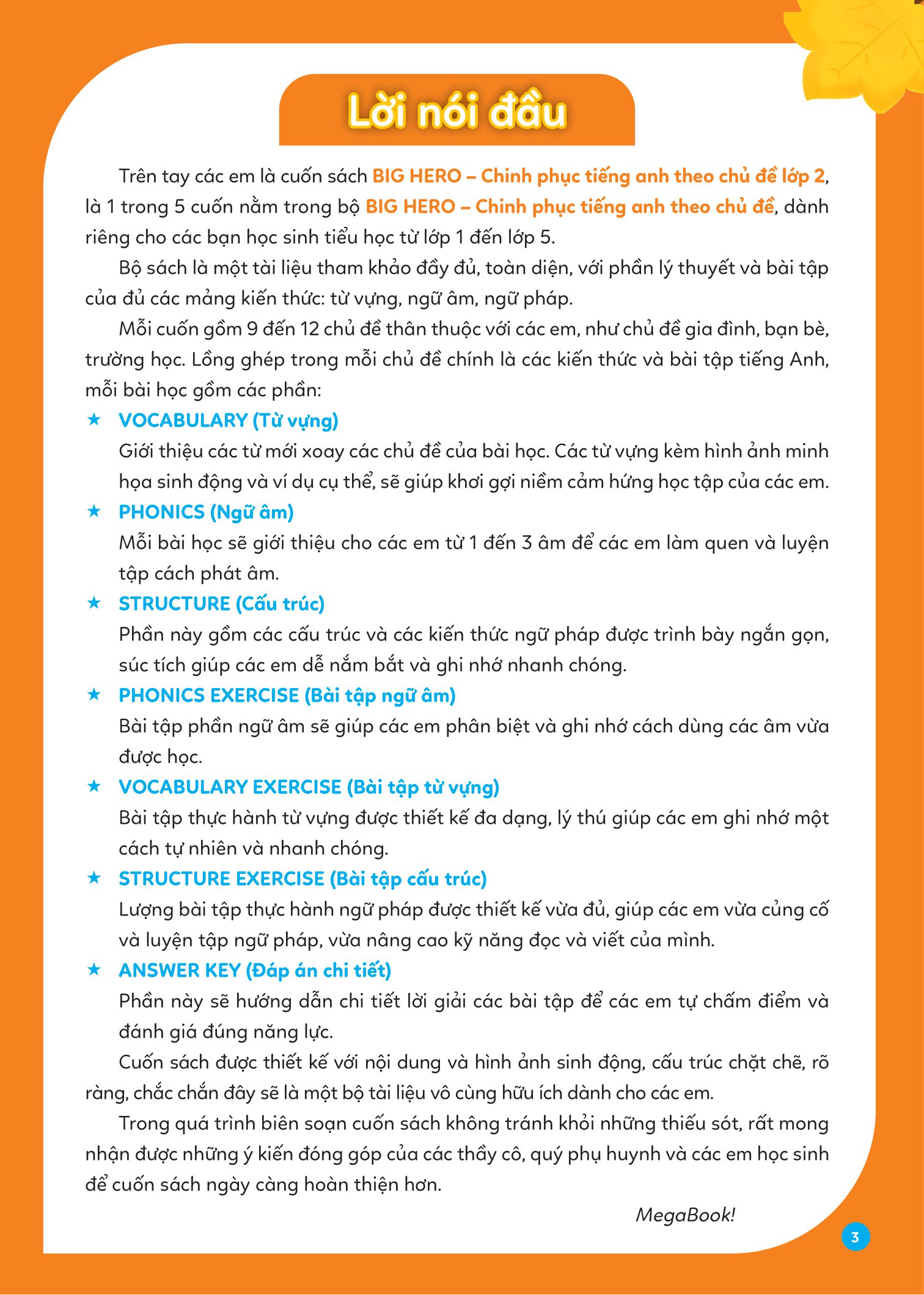 big hero - chinh phục tiếng anh theo chủ đề lớp 2