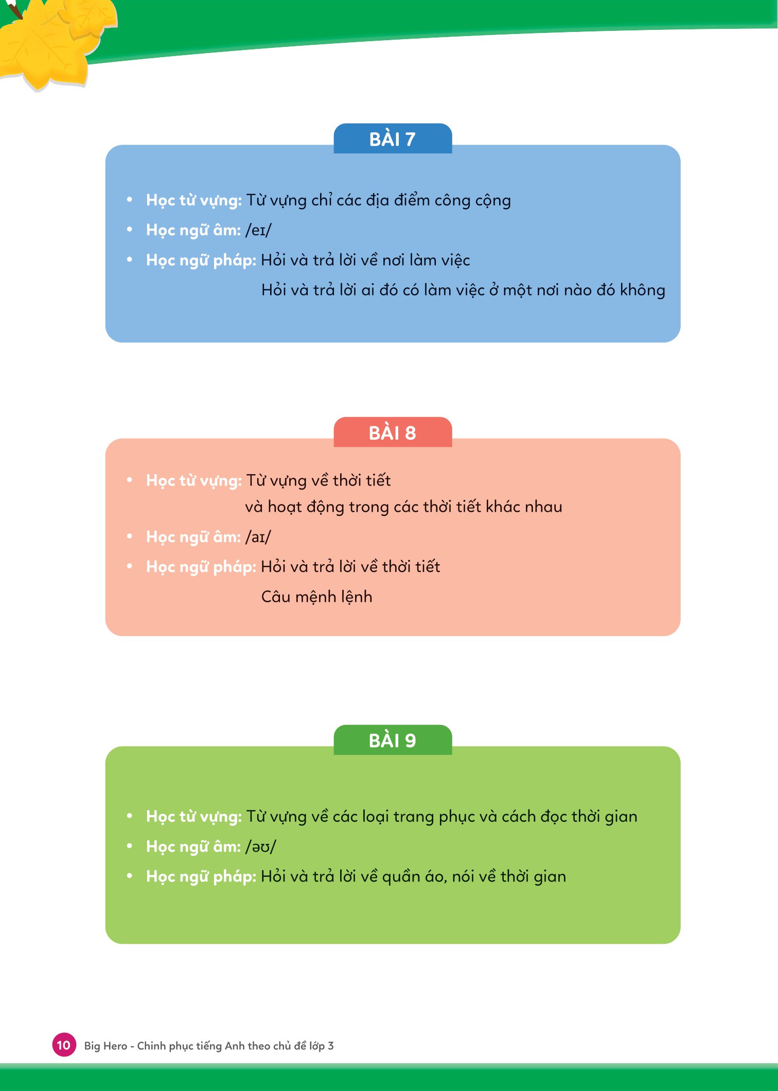 big hero chinh phục tiếng anh theo chủ đề lớp 3