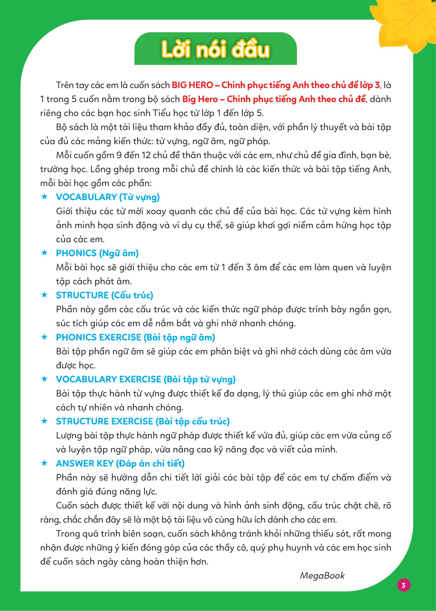 big hero chinh phục tiếng anh theo chủ đề lớp 3