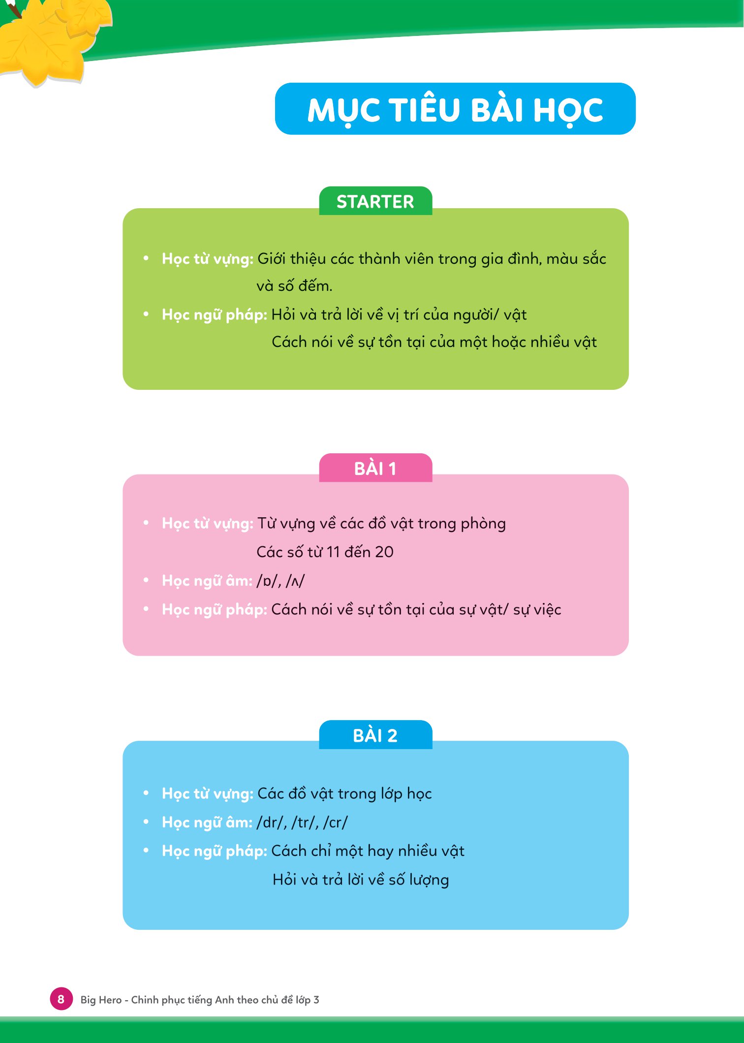 big hero chinh phục tiếng anh theo chủ đề lớp 3