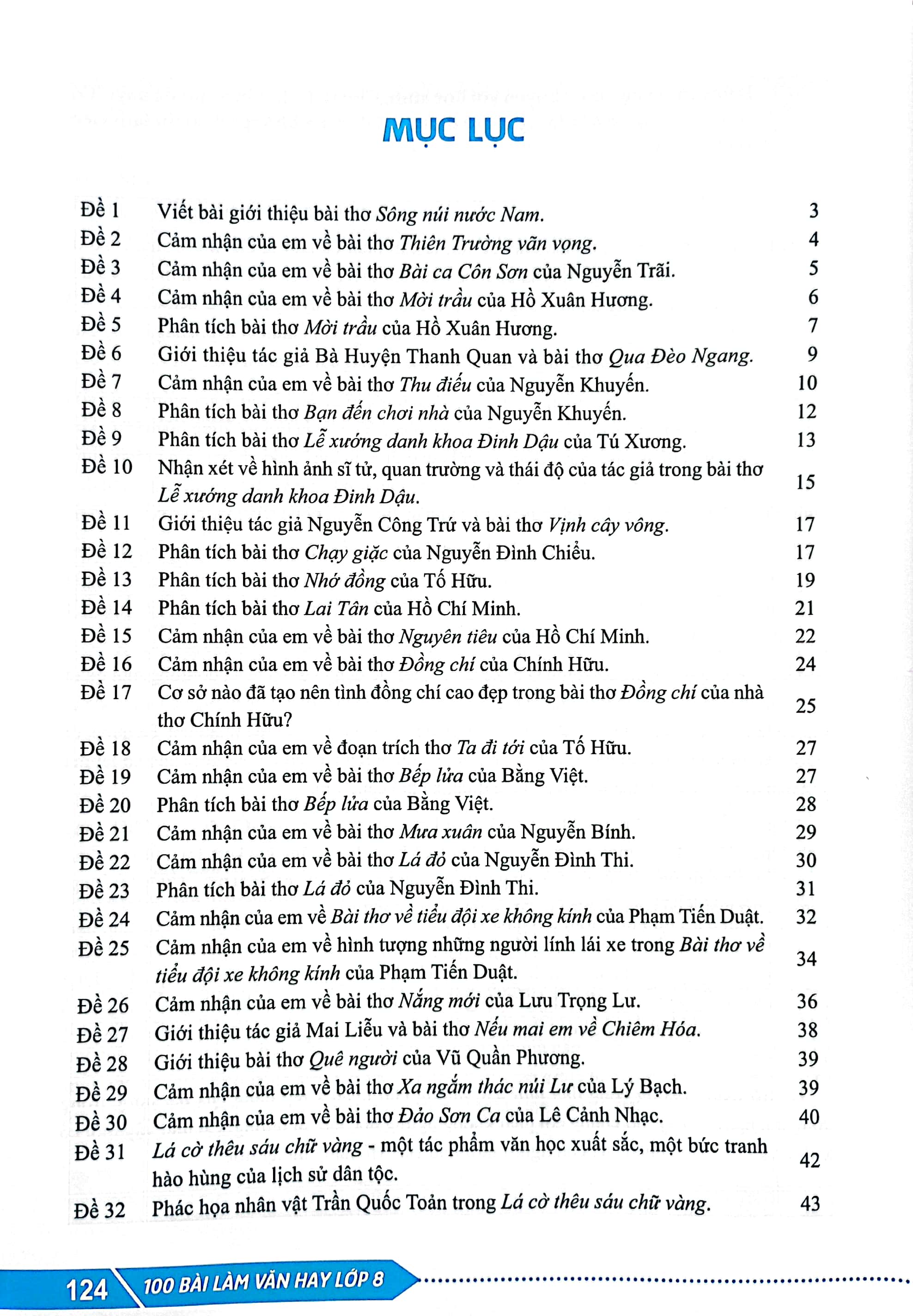 bộ 100 bài làm văn hay 8