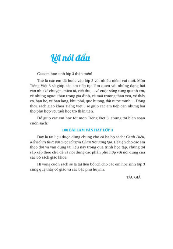 Bộ 100 Bài Làm Văn Hay Lớp 3