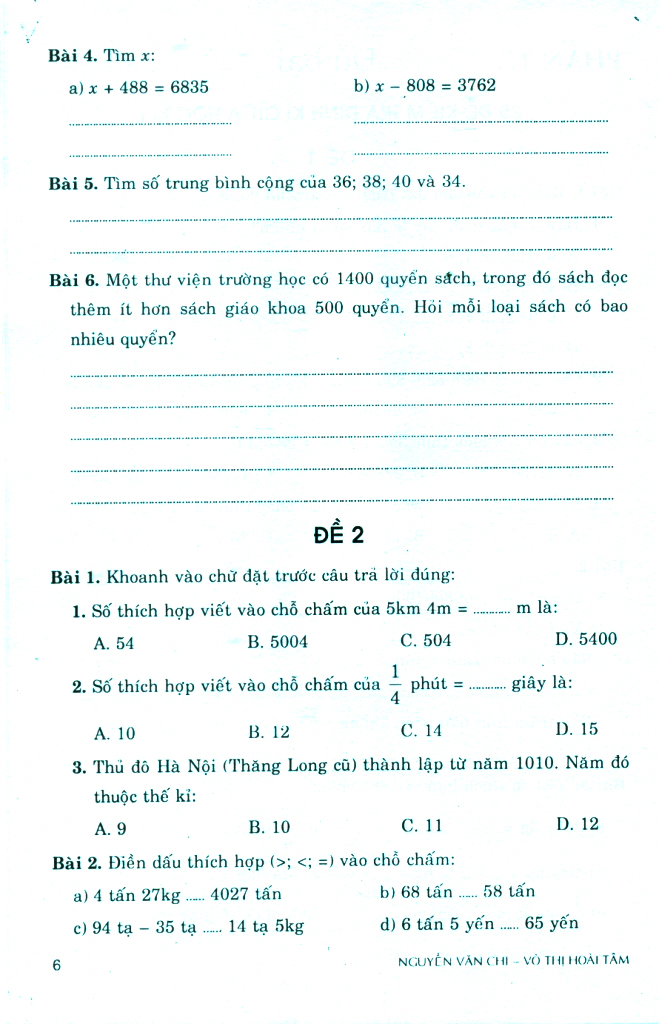 bộ 100 đề kiểm tra định kì toán 4 - tập 1 - có đáp án và lời giải (biên soạn theo chương trình gdpt mới)