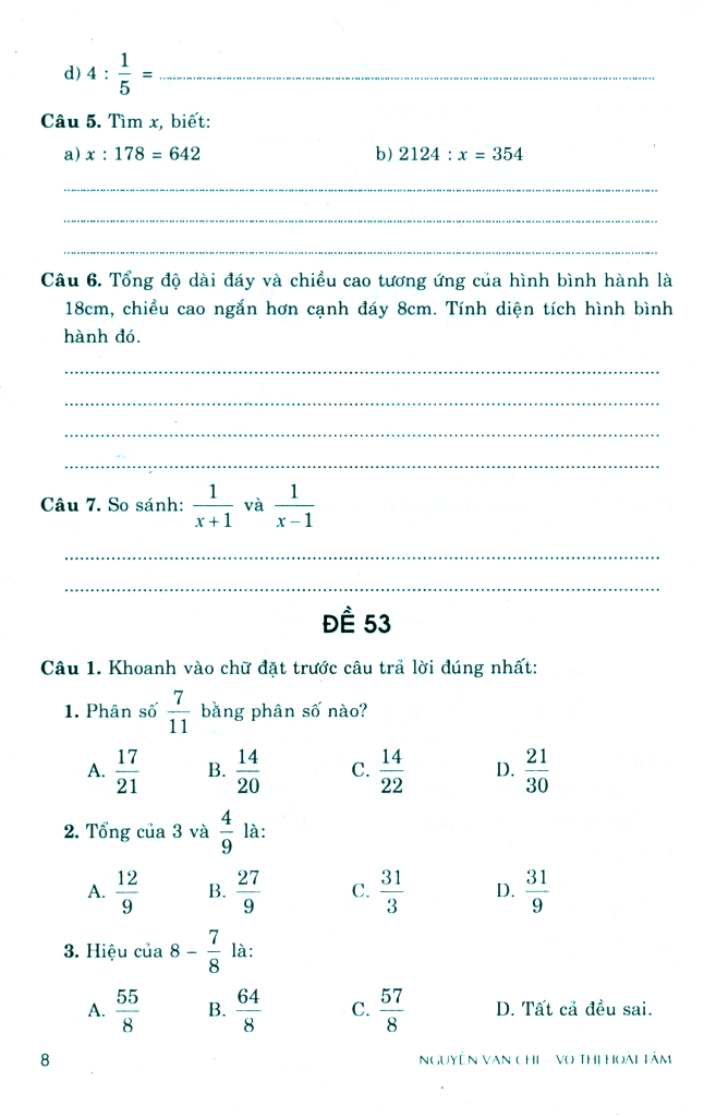 bộ 100 đề kiểm tra định kì toán 4 - tập 2 - có đáp án và lời giải (biên soạn theo chương trình gdpt mới)