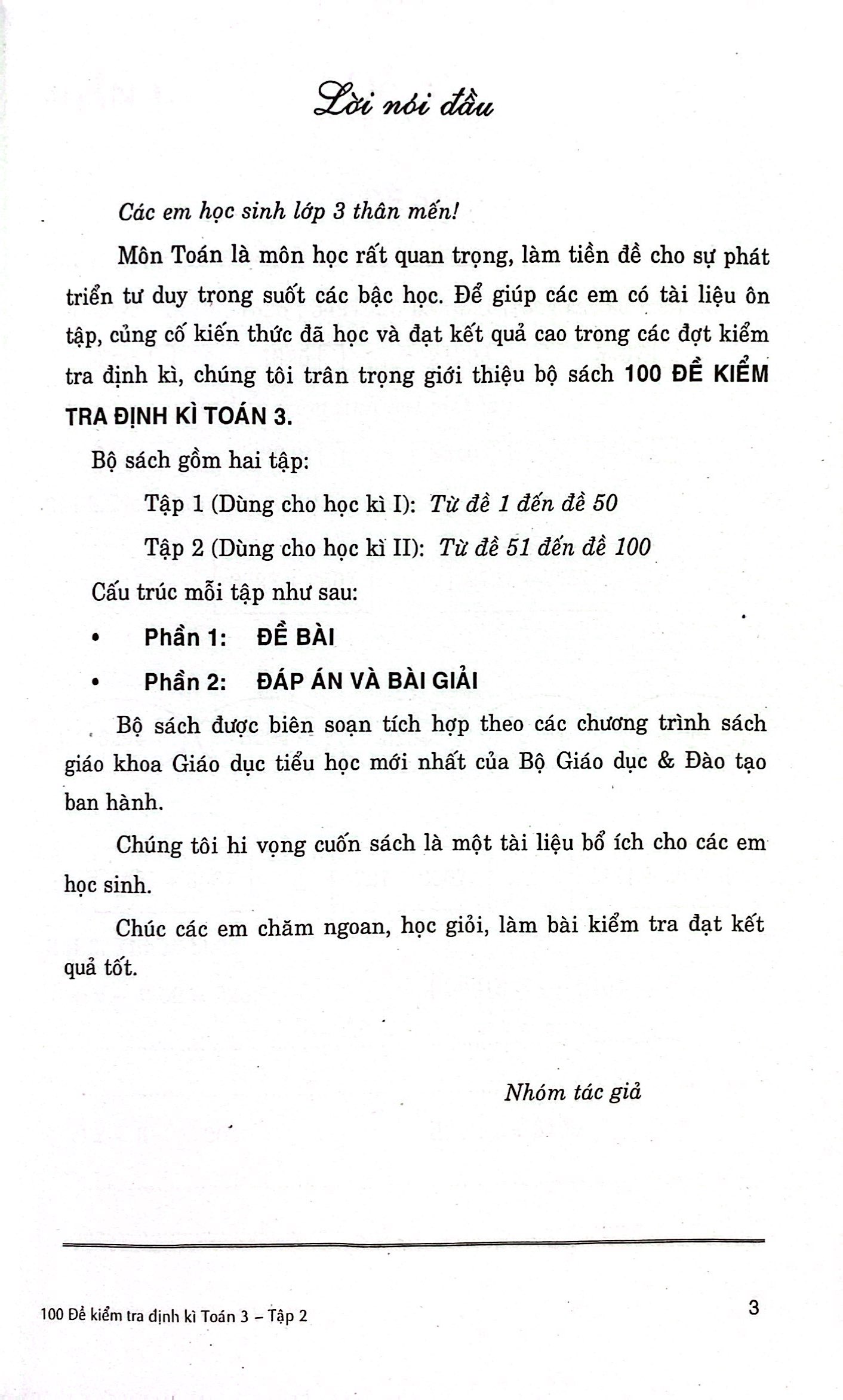 bộ 100 đề kiểm tra định kỳ toán 3 - tập hai (biên soạn theo chương trình giáo dục phổ thông mới)