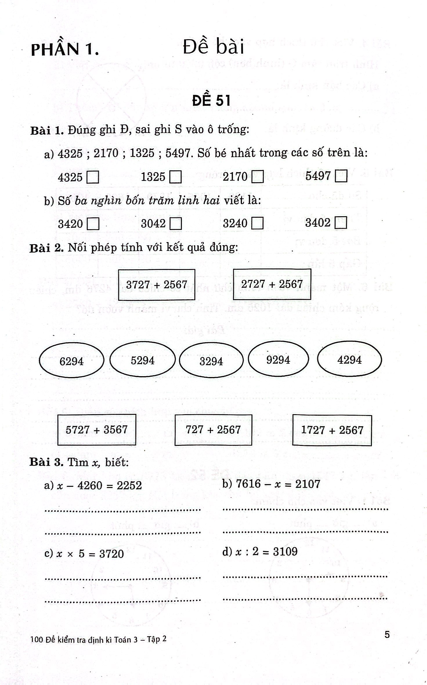 bộ 100 đề kiểm tra định kỳ toán 3 - tập hai (biên soạn theo chương trình giáo dục phổ thông mới)