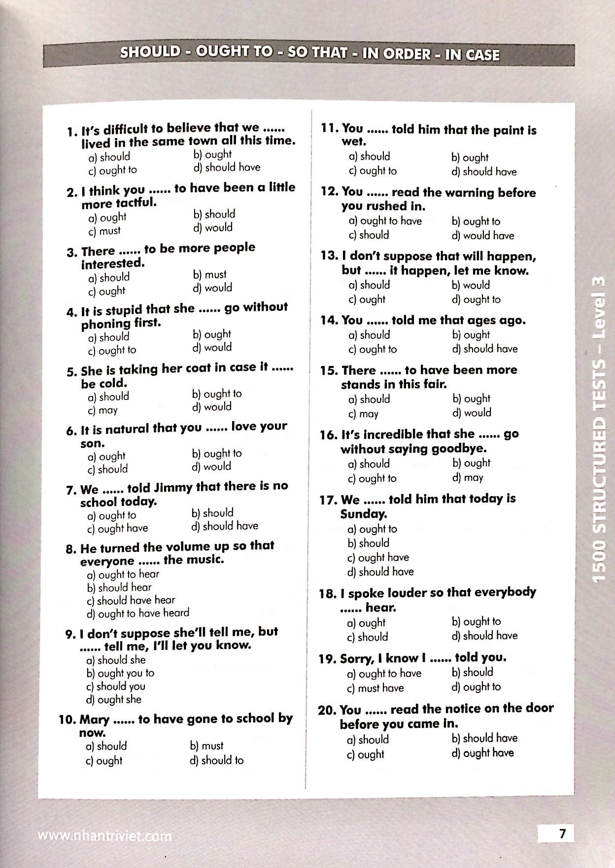 bộ 1500 structured tests level 3