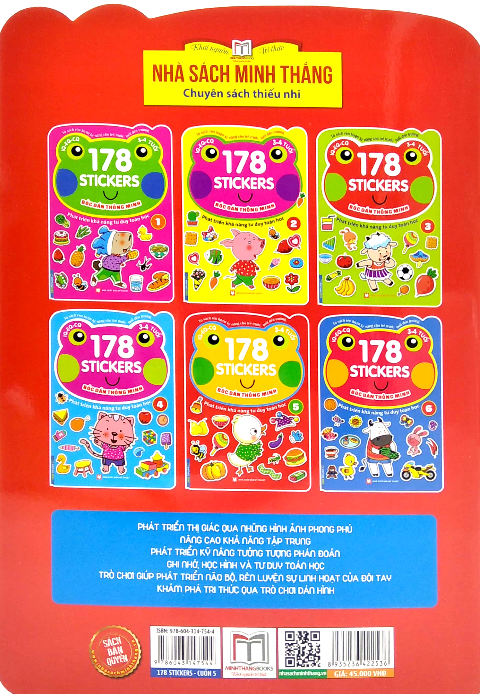 bộ 178 stickers - bóc dán thông minh phát triển khả năng tư duy toán học (3 - 4 tuổi) - tập 5