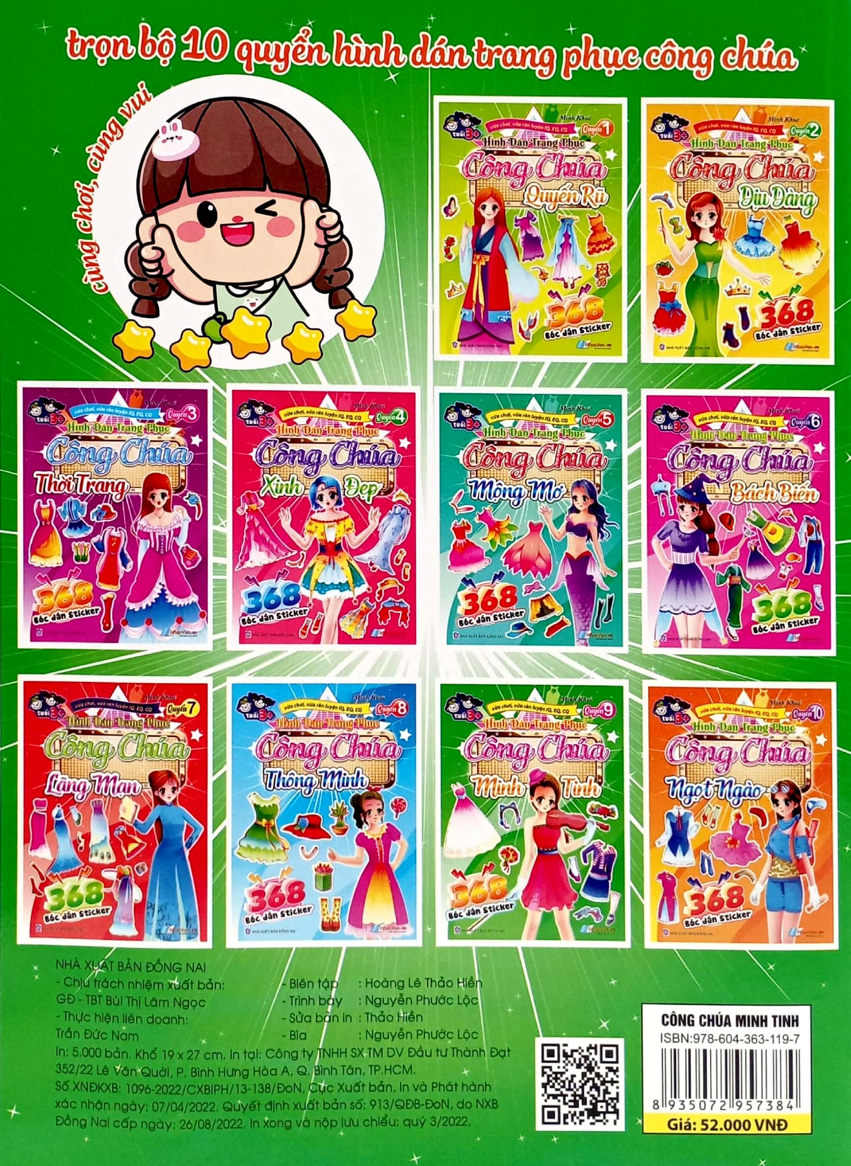 bộ 368 bóc dán sticker - hình dán trang phục công chúa - quyển 9 - minh tinh