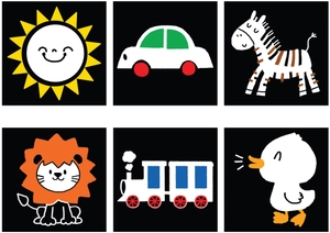 bộ 6 tranh decal kích thích thị giác - đen trắng và màu