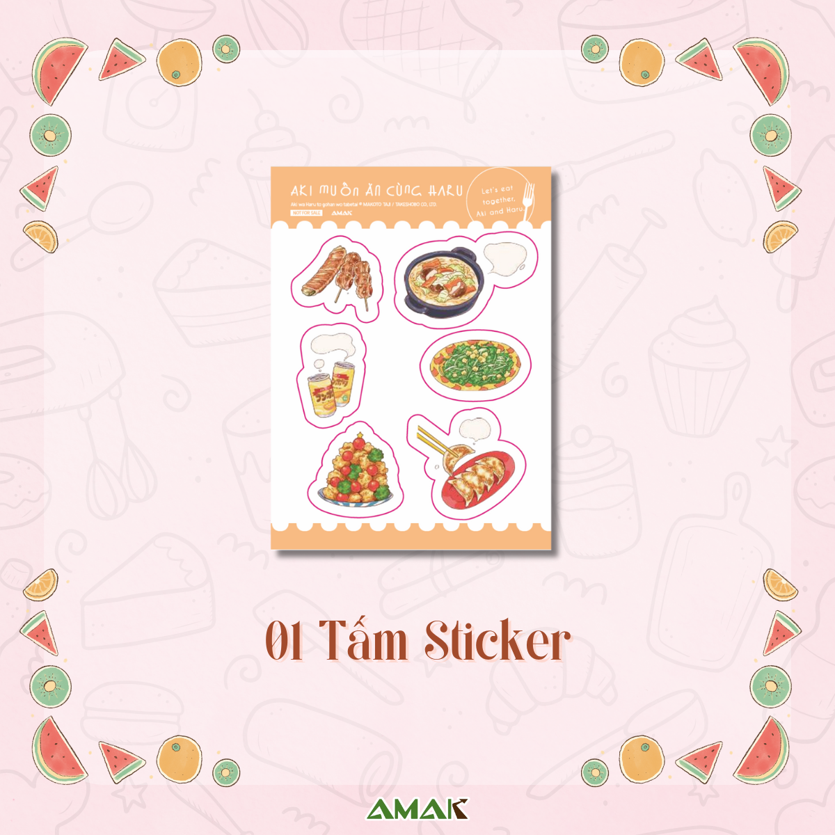 Bo
						
										
										Aki Muon An Cung Haru - Let's Eat Together, Aki And Haru - Tap 2 - Tang Kem Tam Sticker + Clear Bookmark + Postcard Hai Mat + Giay Note De Ban Bua An Giang Sinh