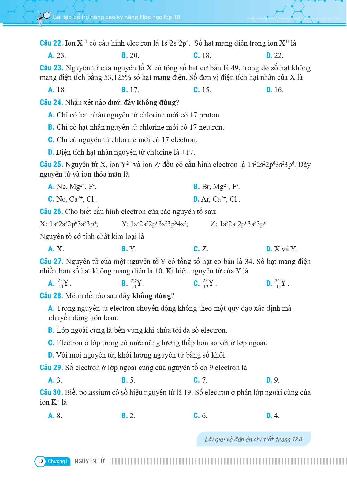 bộ bài tập bổ trợ nâng cao kỹ năng hóa học lớp 10 - tập 1