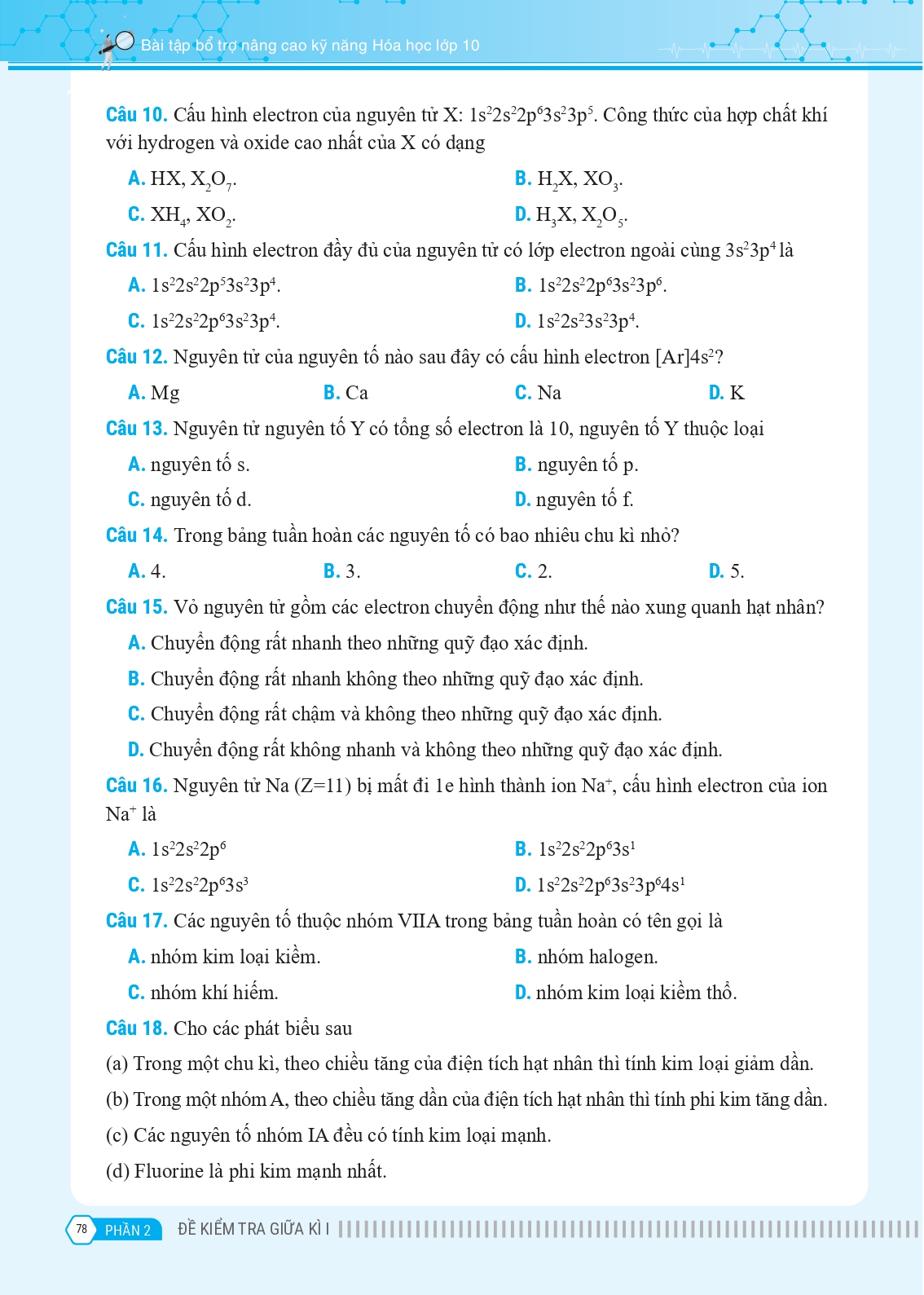 bộ bài tập bổ trợ nâng cao kỹ năng hóa học lớp 10 - tập 1