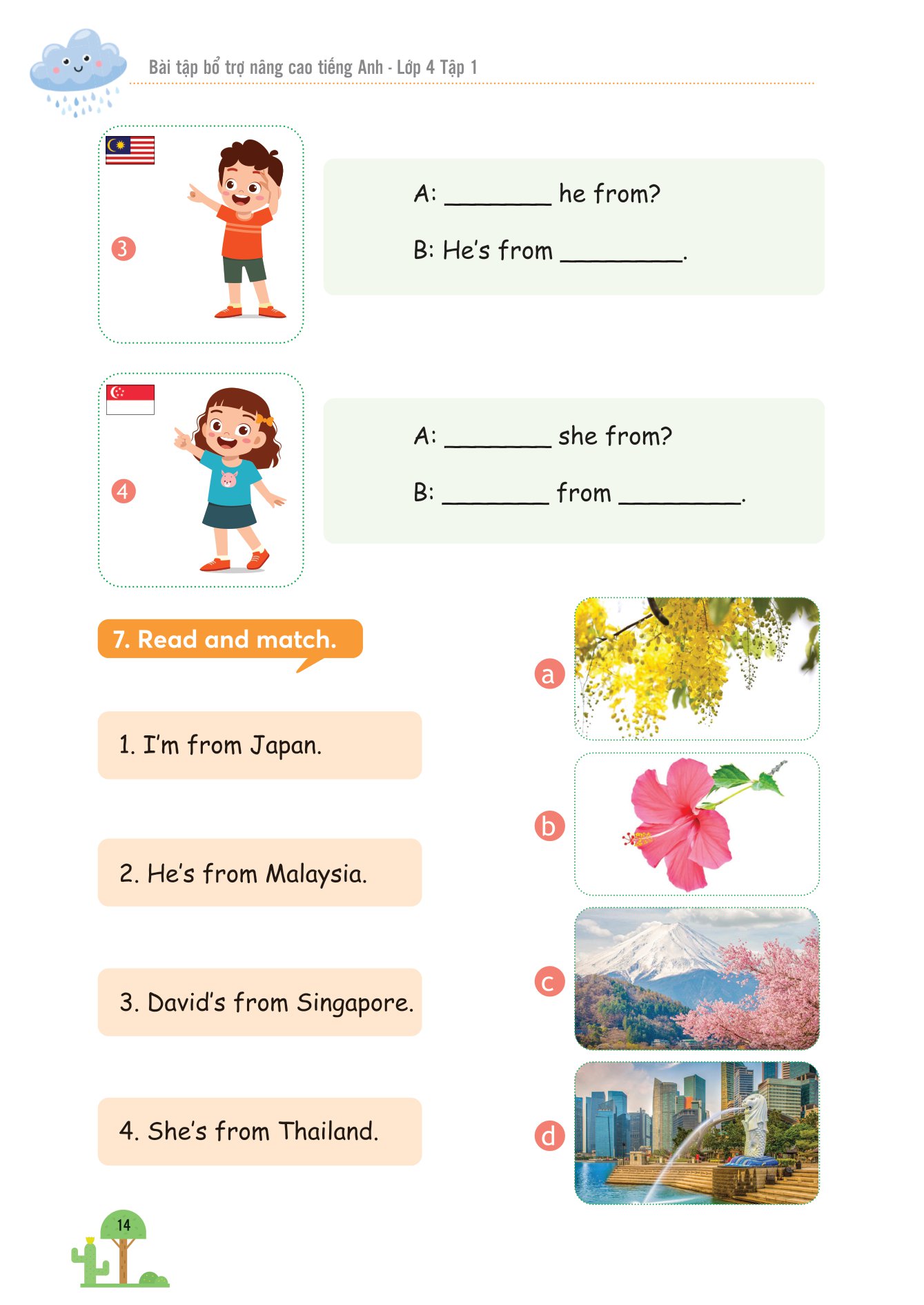 bộ bài tập bổ trợ nâng cao tiếng anh lớp 4 - tập 1 (theo giáo khoa tiếng anh global sucsess)