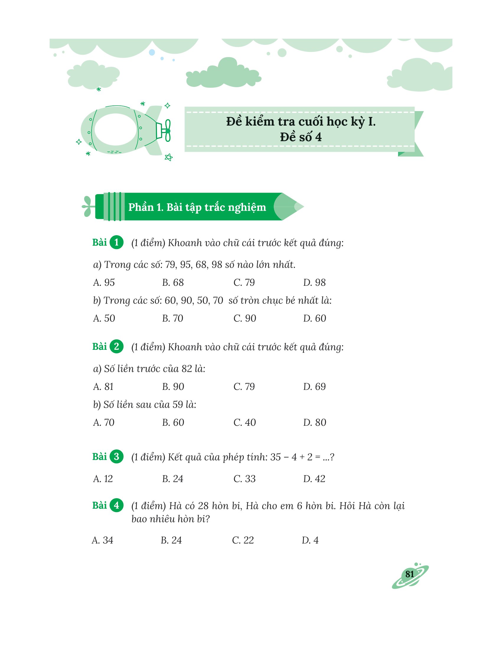 bộ bài tập bổ trợ nâng cao toán lớp 1 - tập 1 (bám sát sgk kết nối tri thức với cuộc sống)