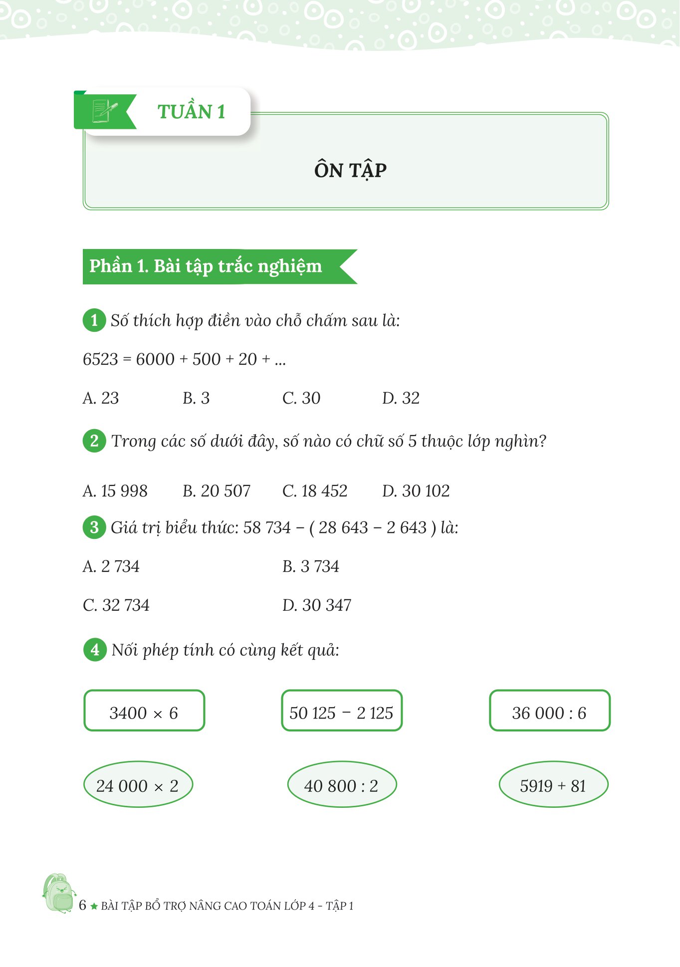 bộ bài tập bổ trợ nâng cao toán lớp 4 - tập 1 (theo chương trình của bộ sách kết nối tri thức với cuộc sống)