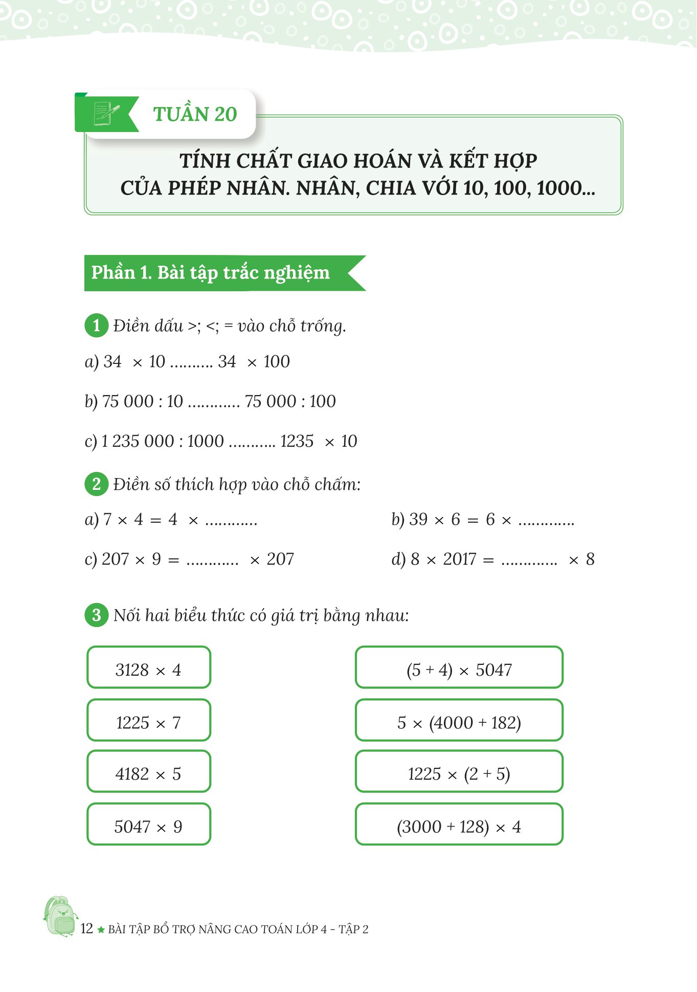 bộ bài tập bổ trợ nâng cao toán lớp 4 - tập 2 (theo chương trình của bộ sách kết nối tri thức với cuộc sống)