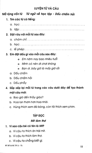 bộ bài tập bổ trợ và nâng cao tiếng việt 2 - tập 1