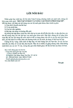 bộ bài tập cơ bản và nâng cao toán 8 - tập 1 - phần đại số