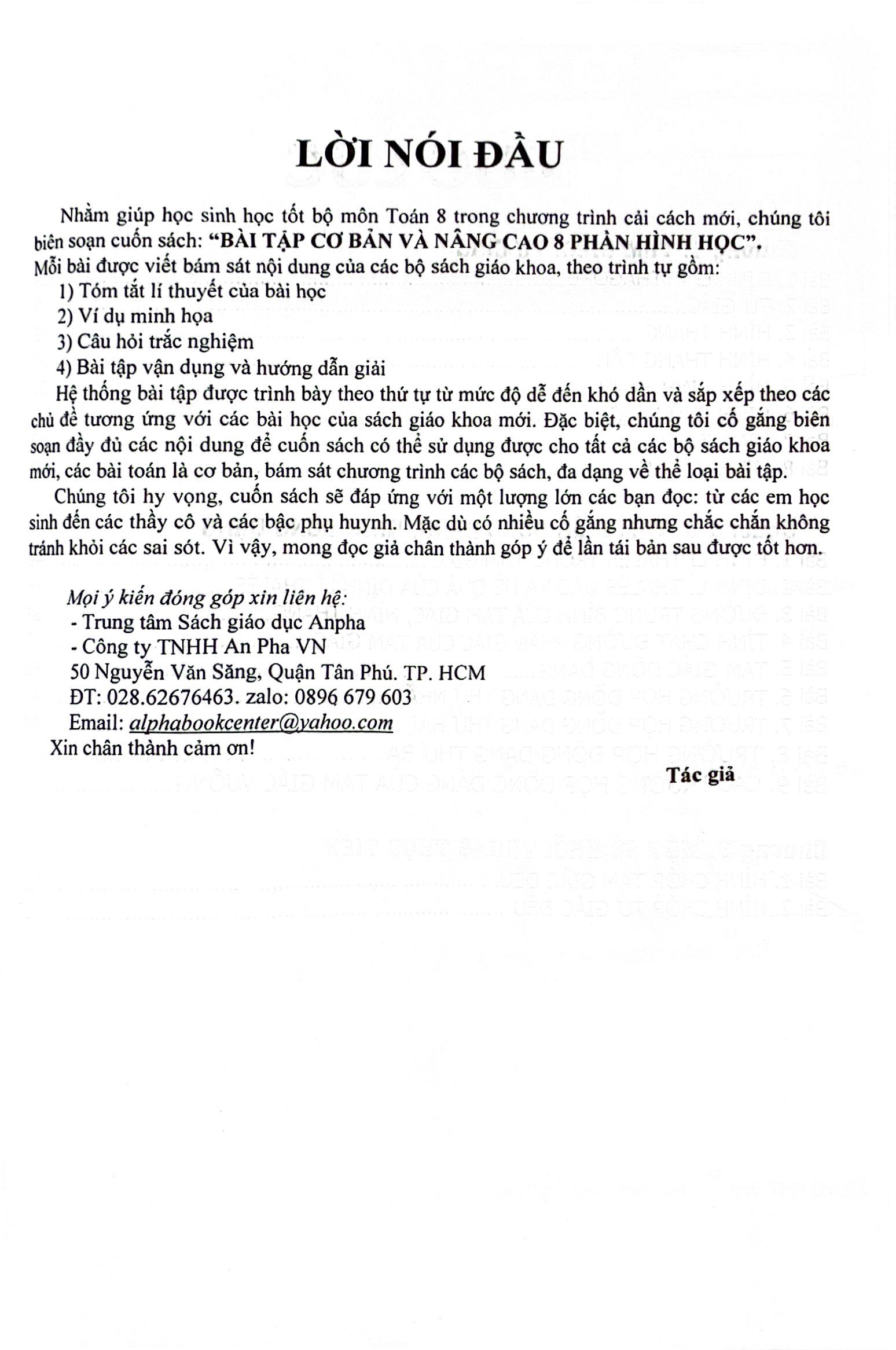bộ bài tập cơ bản và nâng cao toán 8 - tập 2 - phần hình học