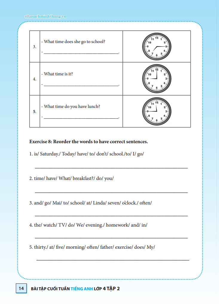 bộ bài tập cuối tuần tiếng anh lớp 4 tập 2 - có đáp án (tái bản 2021)