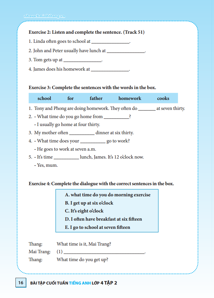 bộ bài tập cuối tuần tiếng anh lớp 4 tập 2 - có đáp án (tái bản 2021)