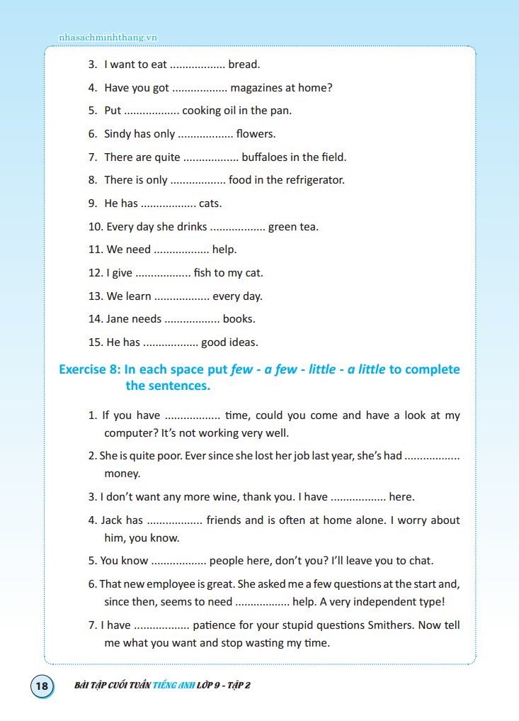 bộ bài tập cuối tuần tiếng anh lớp 9 - tập 2 - có đáp án (tái bản 2020)